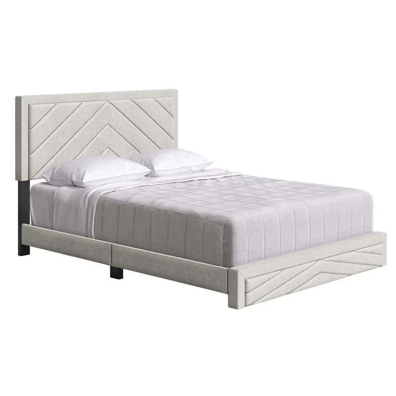 Boyd Sleep Barcelona Linen or Faux Leather Upholstered Platform Bed Frame with Adjustable Headboard, Heavy Duty Slat Support System, No Box Spring Required - Boyd Sleep