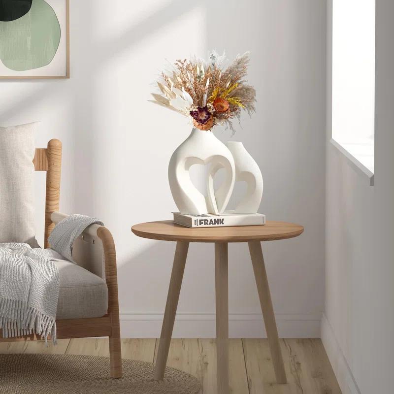 White Vases For Decor, Heart Shaped Ceramic Vase Set Of 2, Nordic Heart Shaped Vases, Minimalist Decorative Vase For Table Centerpiece Wedding Dining Living Room Office House Decoration