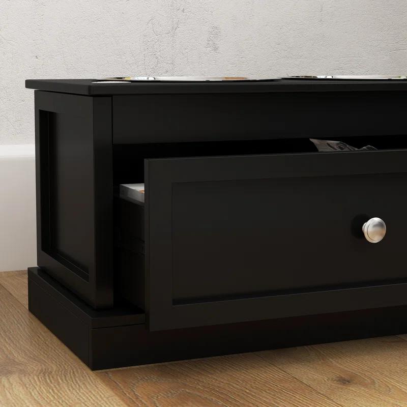 Pawhut PawHut Large Elevated Dog Bowls with Storage, Raised Dog Bowl Stand, Black