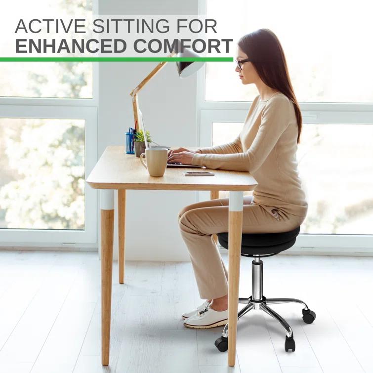 Uncaged Ergonomics Adjustable Height Ergonomic Active Stool with Footring Wheels