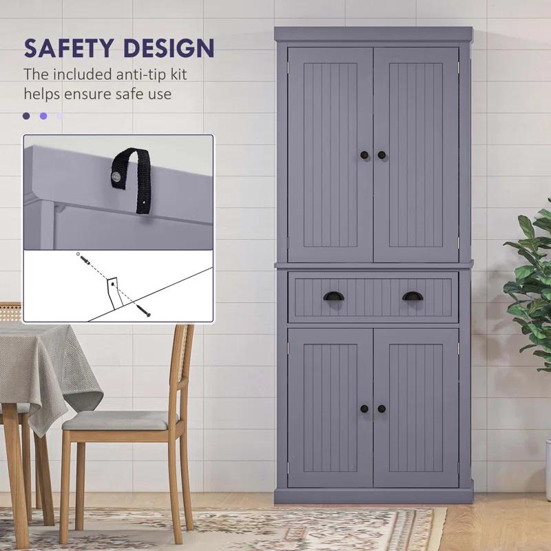 Winston Porter 72" Kitchen Pantry Cabinet Cupboard with Doors