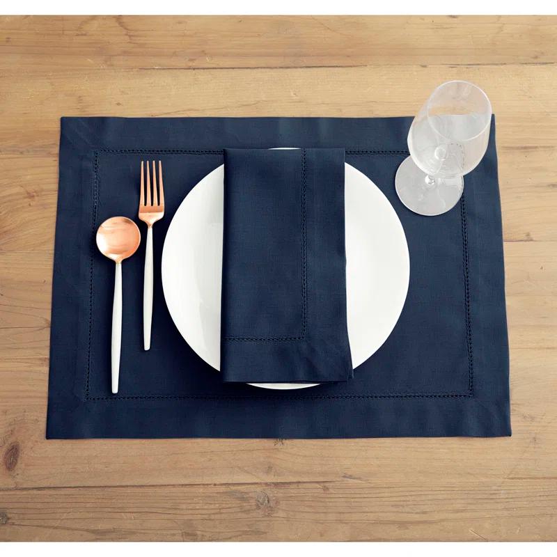 Solino Home Cotton Linen Hemstitch Dinner Napkins (Set of 4)