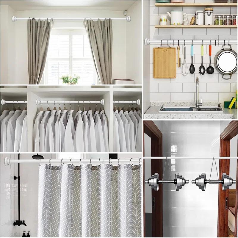 JDLiving Maxda Premium 43"- 72" Adjustable Rustproof Straight Tension Shower Curtain Rod- No Drill