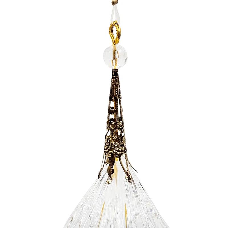 Long Acrylic Drop With Polyester Tassel Hanging Ornament Set of 12 8.7" Clear/Silver (Set of 12)