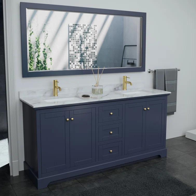 Wyndham Collection Avery 72'' Double Bathroom Vanity with Stone Top with Mirror