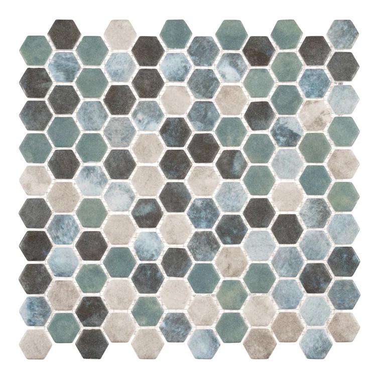 Andova Trillions Hexagon Honeycomb Glass Mosaic Kitchen Backsplash, Bathroom, Shower, Pool, Wall and Floor Tile