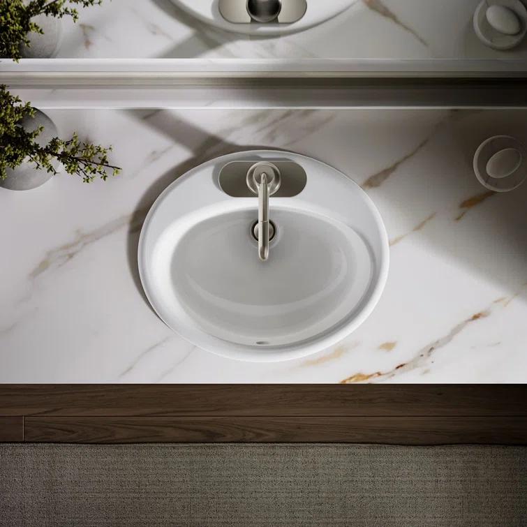 Farmington Metal Oval Drop-In Bathroom Sink with Overflow