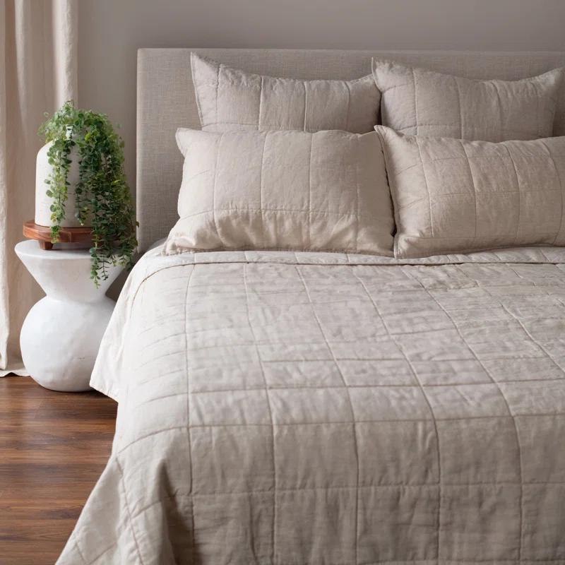 French Linen Box Stitch Quilt & Sham Set