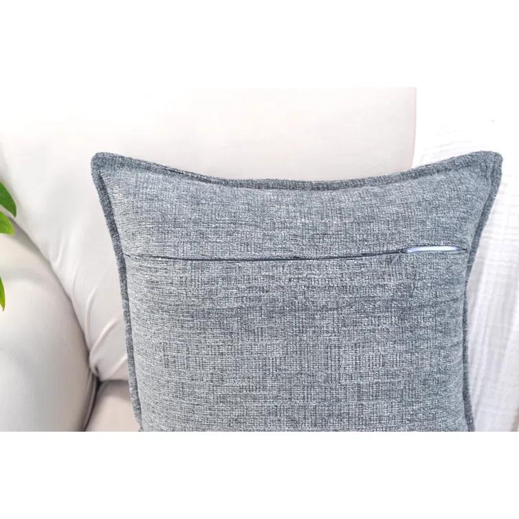 Oveesha Soft Chenille Throw Pillow Covers With Stitched Edge (Set of 2)