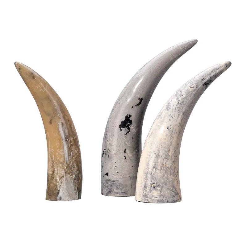 3 Piece Variegated Horn Sculpture Set