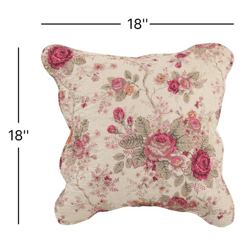 Antique Rose Cotton Throw Pillow Set (Set of 2)