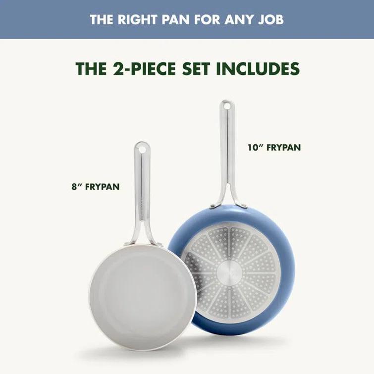 GreenPan GreenPan Nova 8in and 10in 2 Piece Frying Pan Skillet Set, Healthy Ceramic Nonstick, PFAS-Free, Induction Suitable, Dishwasher and Oven Safe