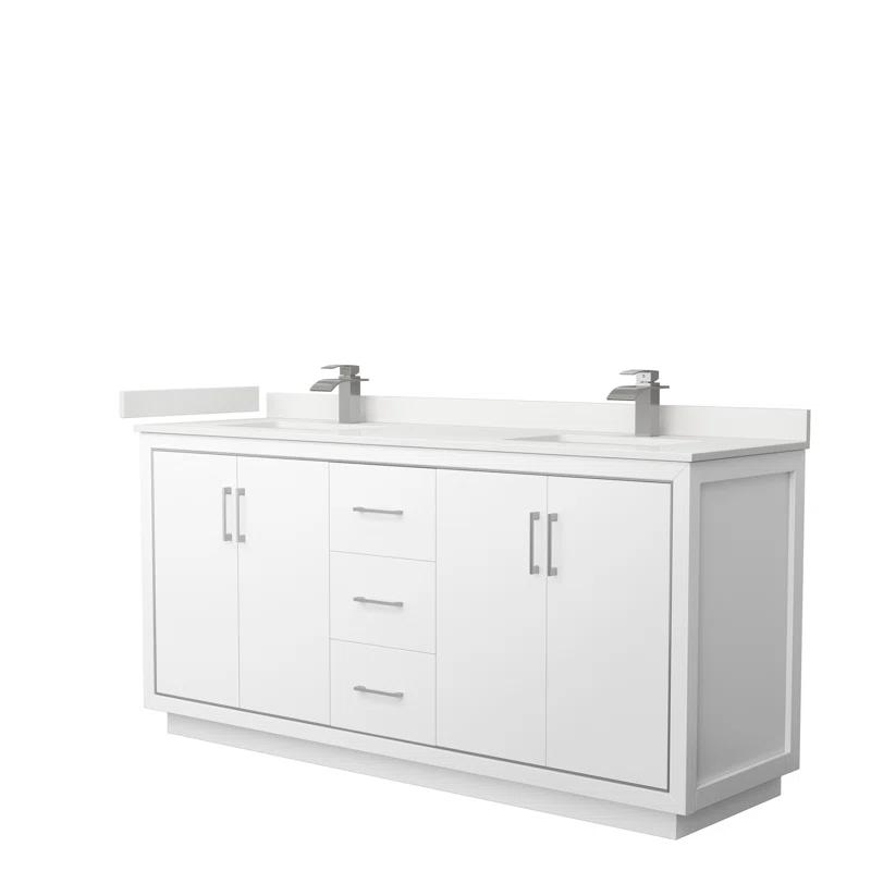 Wyndham Collection 72'' Double Bathroom Vanity with Quartz Top