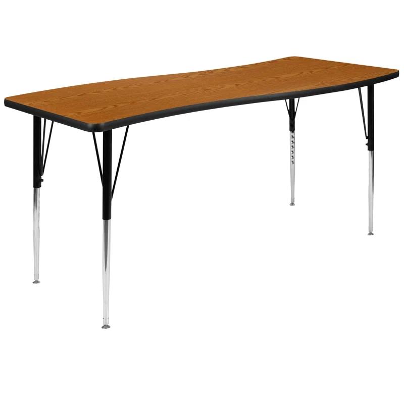 Flash Furniture Goddard 28"W x 47.5"L Rectangular Wave Collaborative Grey Adjustable Height Activity Table