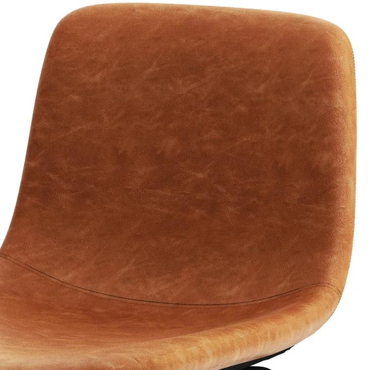 Simpli Home Jolie Upholstered Vegan Faux Leather Contemporary Counter Stool with Padded Bucket Seat and Footrest (Set of 2)