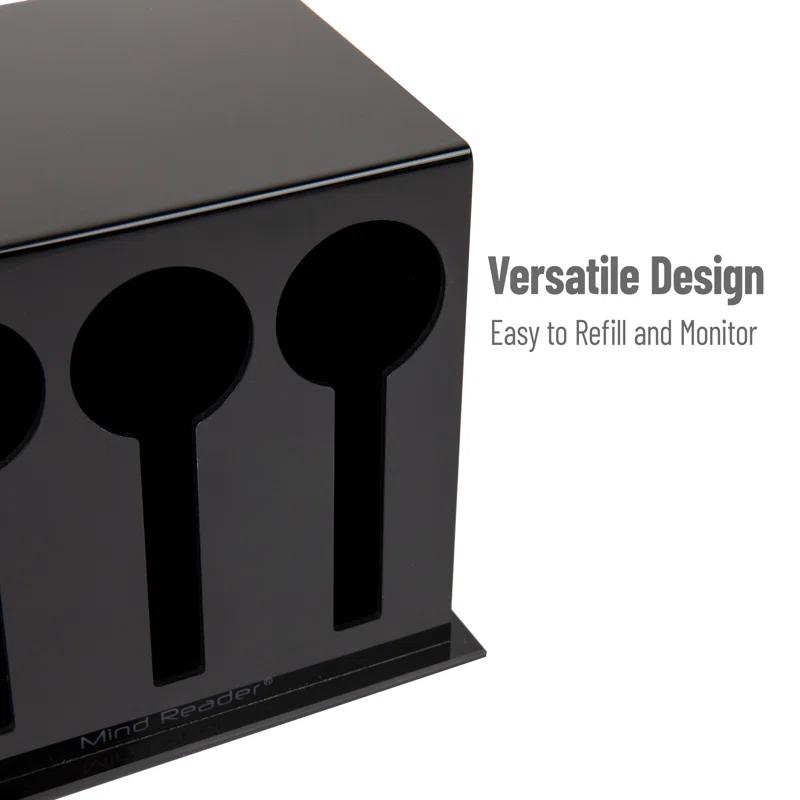 Mind Reader Mind Reader Utensil Dispenser, Silverware Organizer, Plastic Fork and Spoon DIspenser, Kitchen, 7"L x 5.75"W x 6"H, Black