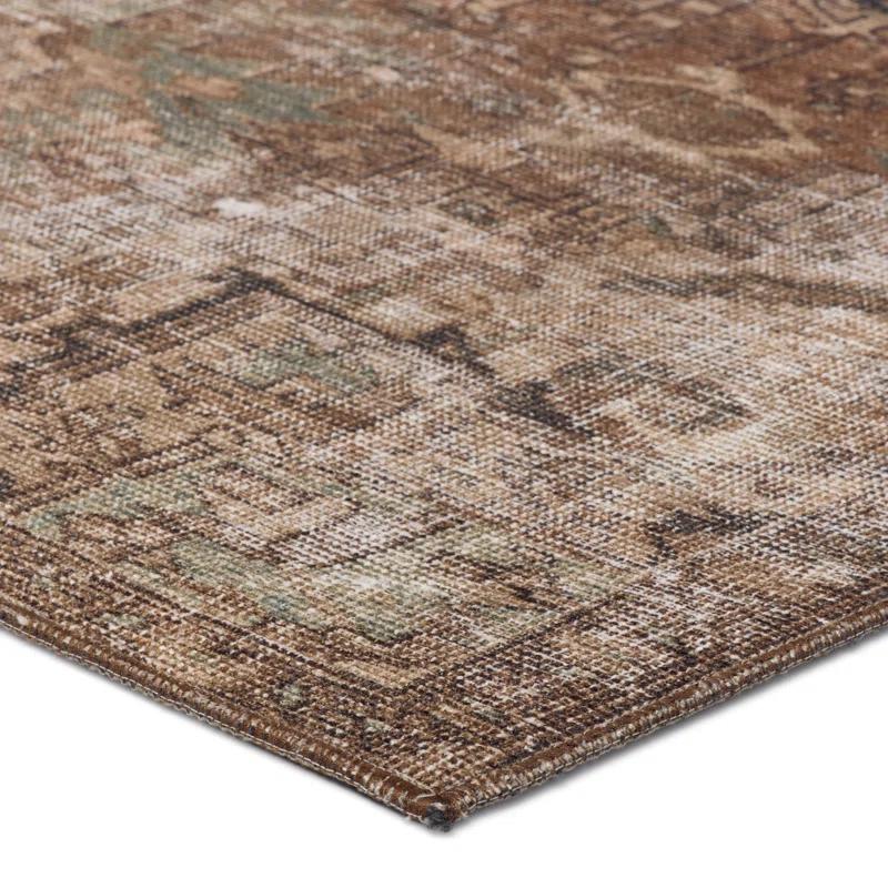 Kate Lester + Jaipur Living Machine Washable Minita Medallion Brown/ Tan Rug