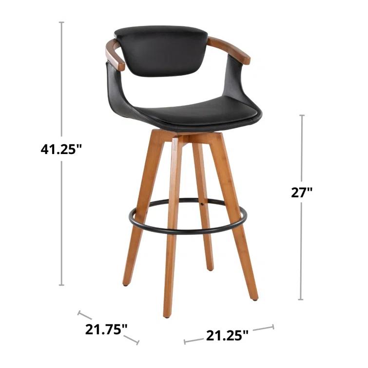 Mistana™ Dirksen Swivel Upholstered Counter Stool with Solid Wood Frame