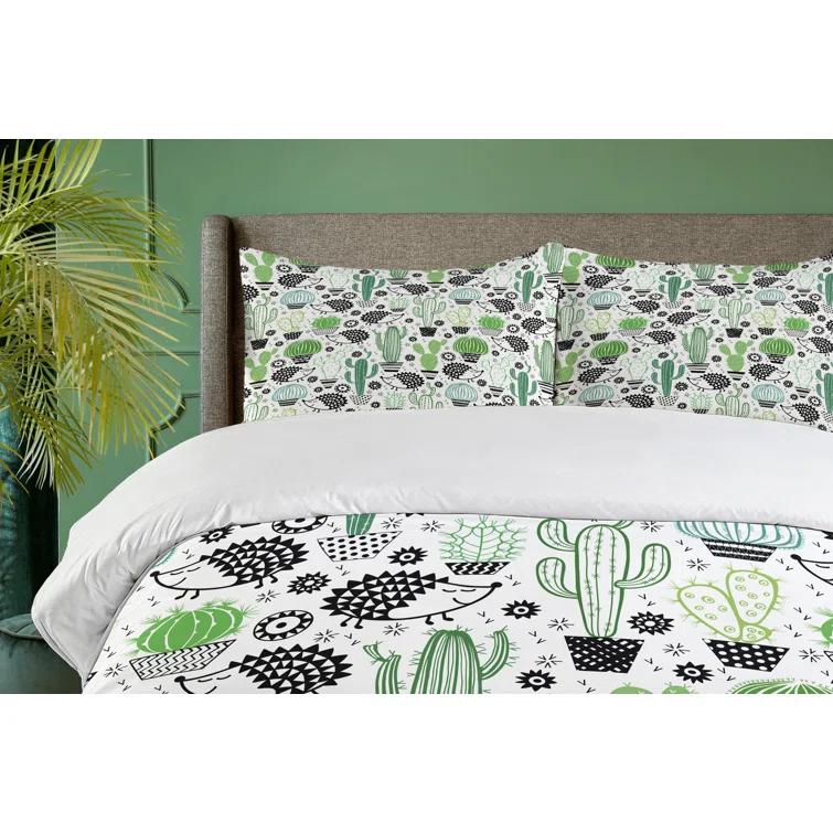 Ambesonne Eclectic Floral Duvet Cover Set