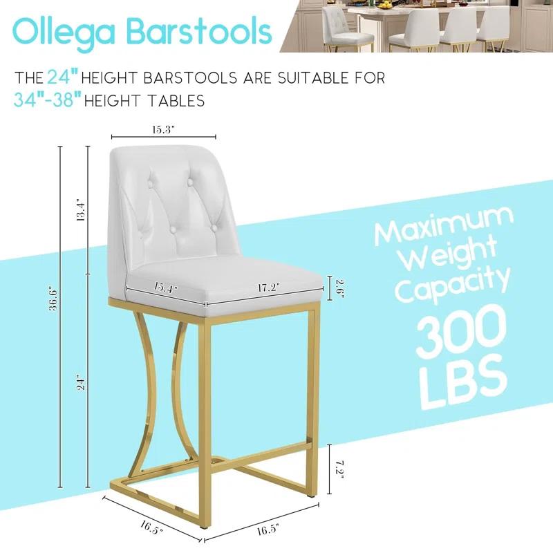 Mercer41 24" Counter Height Bar Stools with Back Kitchen Island Stools