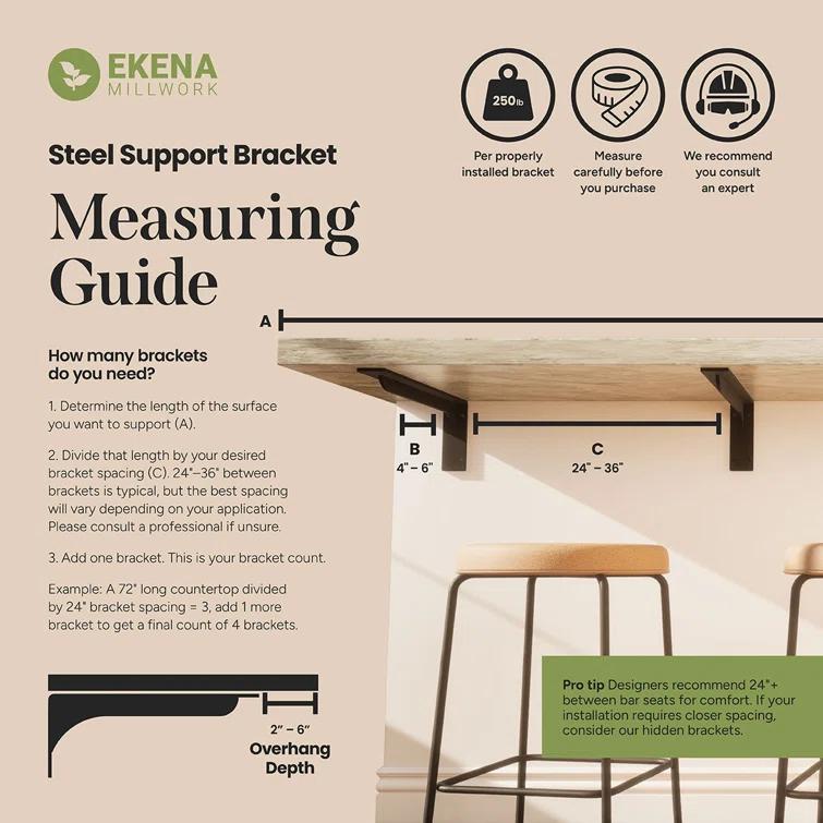 Ekena Millwork 2"W x 12"D x 12"H Traditional Steel Bracket, Unfinished