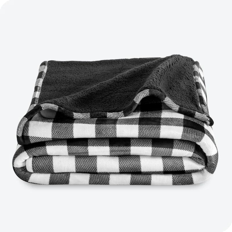 Bare Home Bare Home Printed Sherpa Fleece Blanket - Warm & Lightweight - Soft Plush Blanket - Reversible