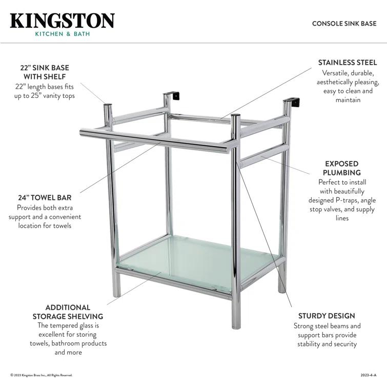 Kingston Brass Kingston Brass Fauceture Stainless Steel Console Sink Base with Glass Shelf