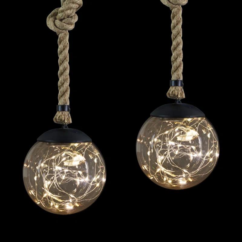 Exhart 37.4'' Solar Powered Integrated LED Outdoor Lantern (Set of 2)