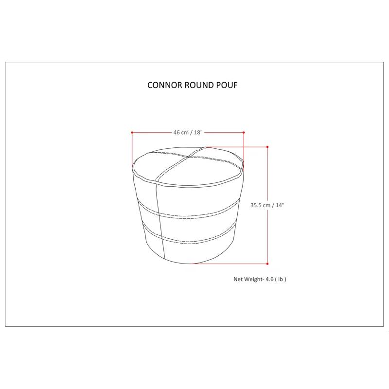 Simpli Home Connor 18"W Round Pouf