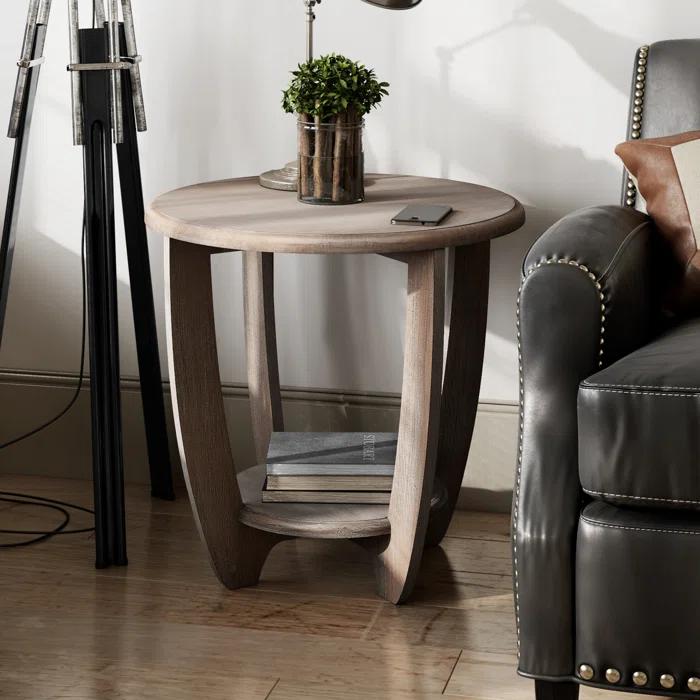 Ophelia & Co. Flora Rustic Farmhouse End Table with Storage Shelf, French Country Accent Side Table