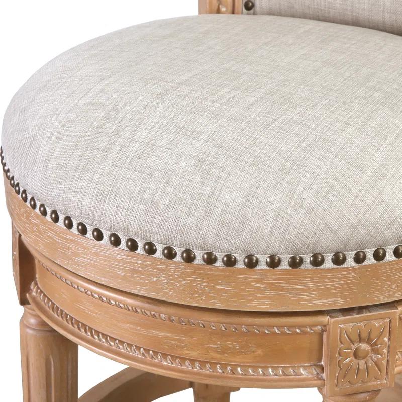 Ophelia & Co. Ted High Back Solid Wood Swivel Bar Stool