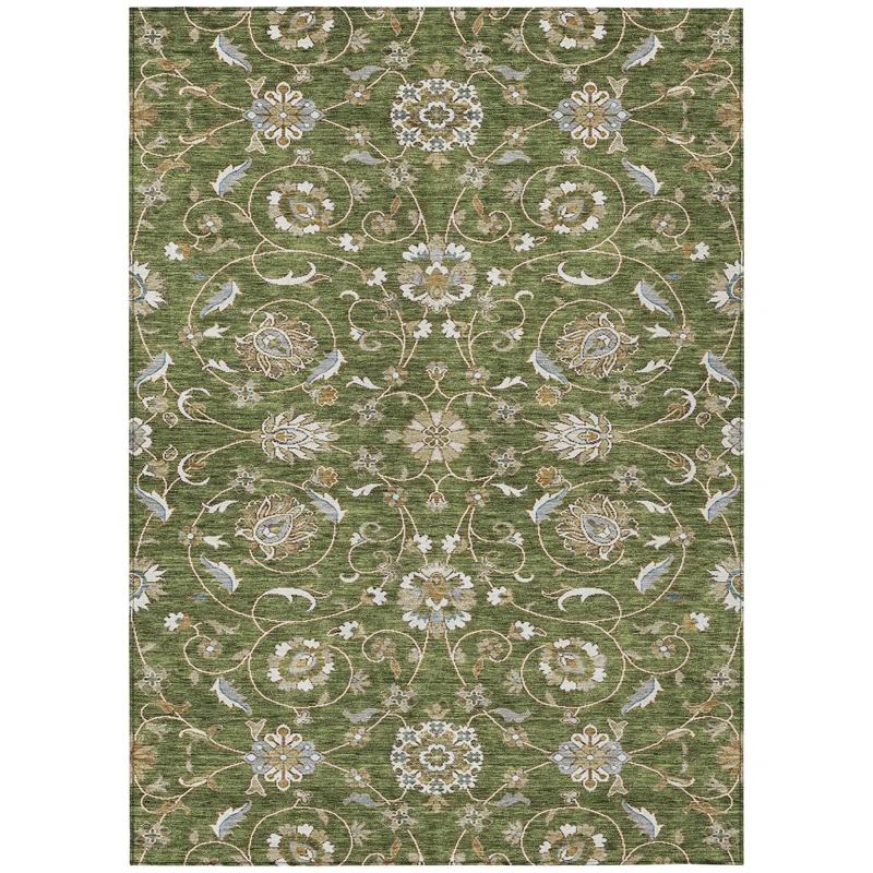 Machine Washable Indoor/Outdoor Cicel ACN1149 Olive Rug