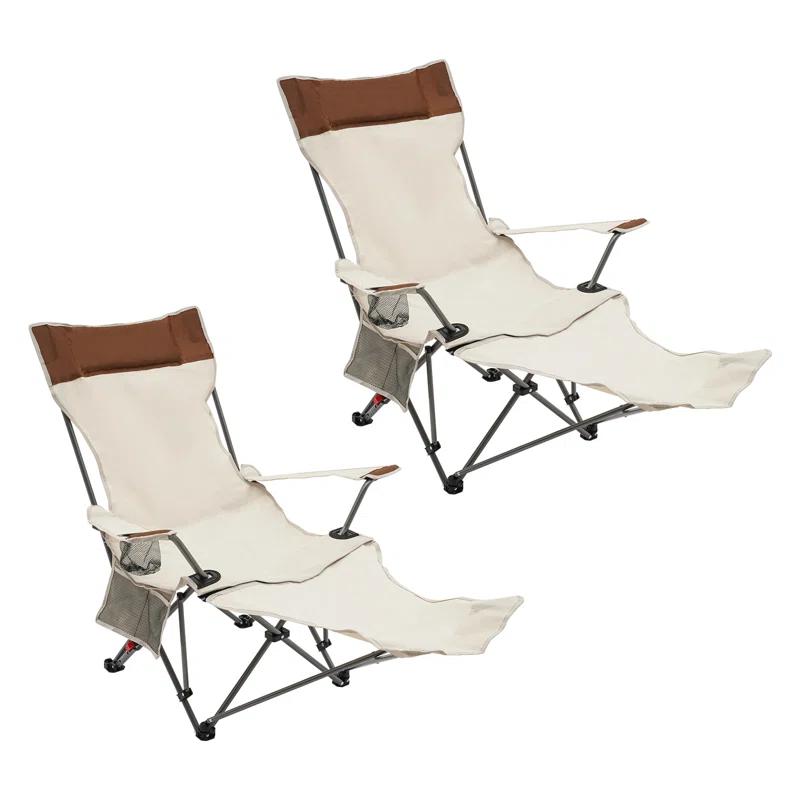 Arlmont & Co. Adjustable Folding Adirondack Chair Camping Chair With Cup Holder (Set of 2)
