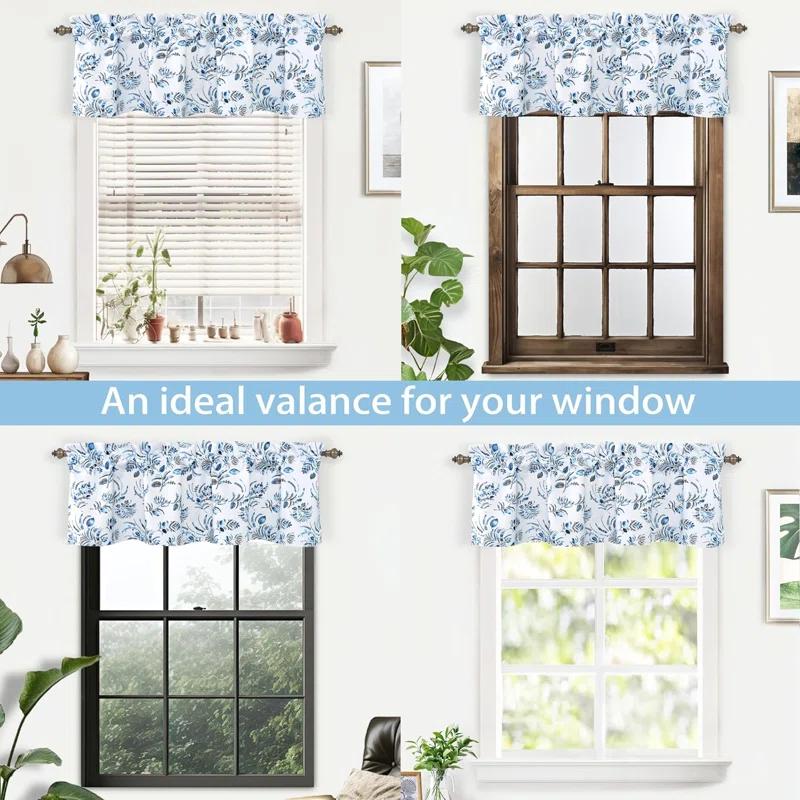 Rosalind Wheeler Helfer Floral Tailored 52'' W Window Valance in