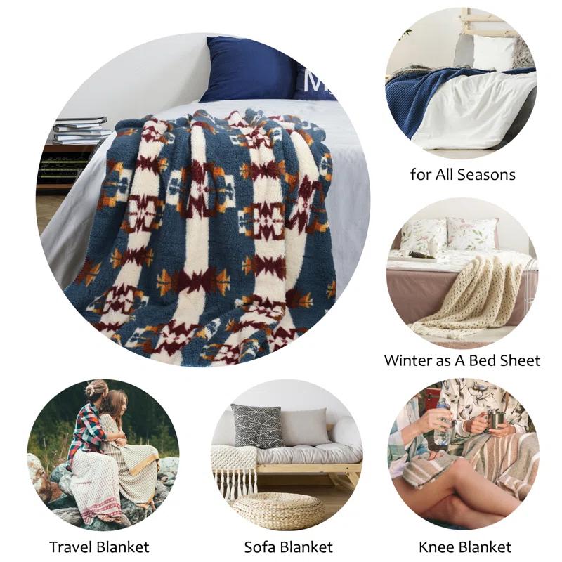 Catalonia Southwest Throw Blanket, Aztec Blanket for Couch or Room Decor, Reversible Comfy Fluffy Blanket, Gift Blanket, 50 x 60 inches