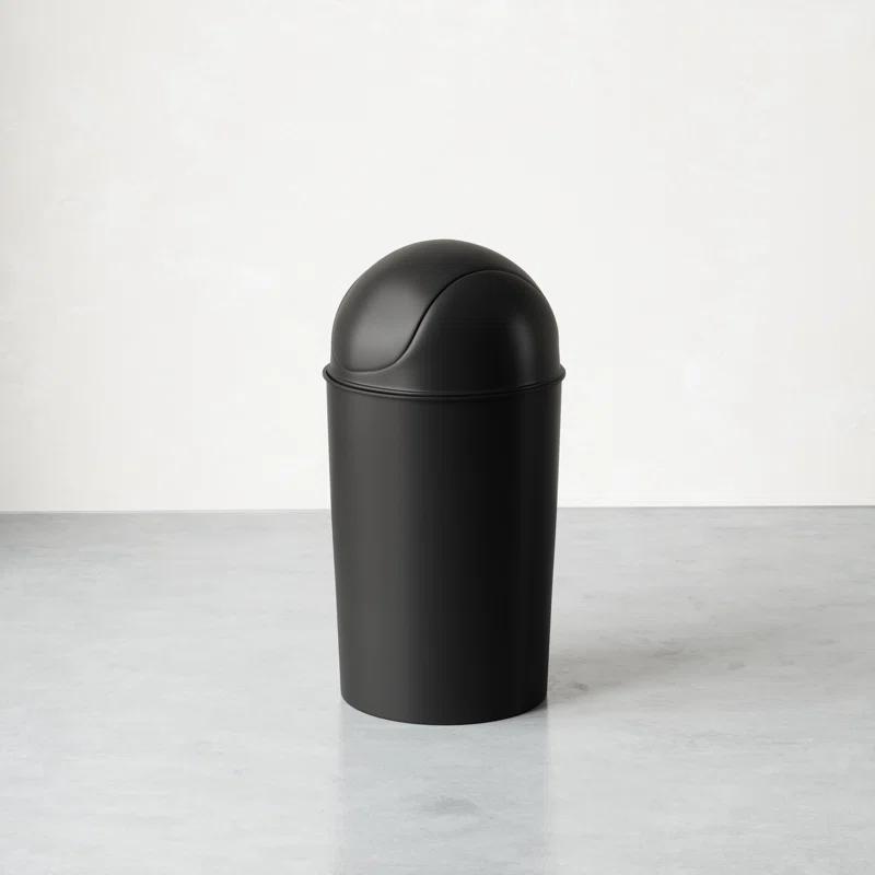 Black 10 Gallon Plastic Swing Top Kitchen Trash Can