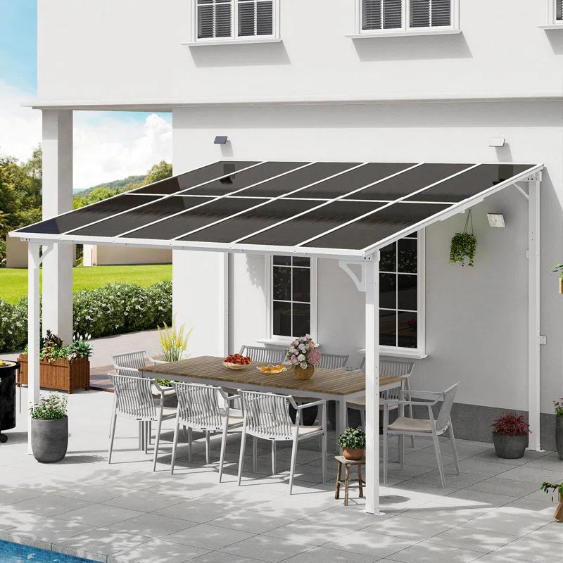 MEISSALIVVE Gazebo, Wall Mounted Gazebo, Lean To Metal Awnings Gazebos, Gazebo Pergola With Sloped Roof, Outdoor Patio Gazebo Awning For Backyard, Deck