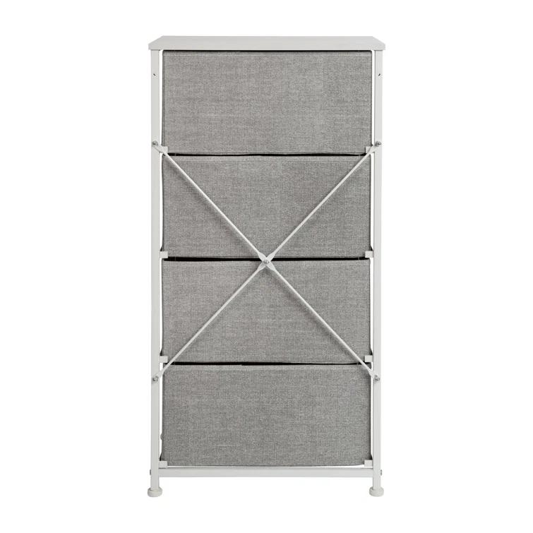 Flash Furniture Malone 4 Drawer Vertical Storage Dresser with Wood Top & Fabric Pull Drawers