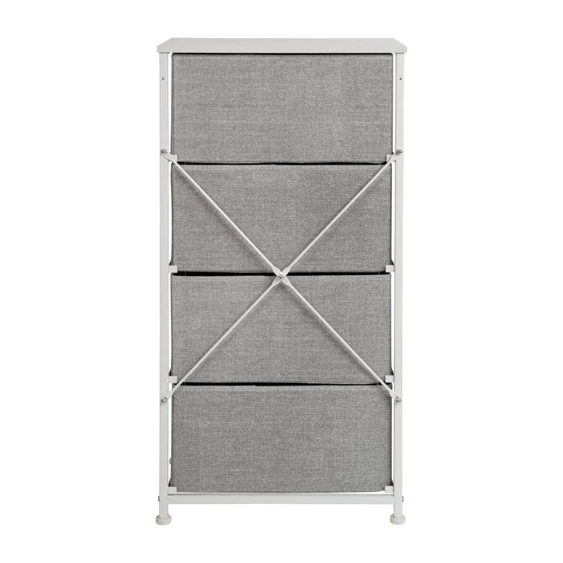 Malone 4 Drawer Vertical Storage Dresser with Wood Top & Fabric Pull Drawers