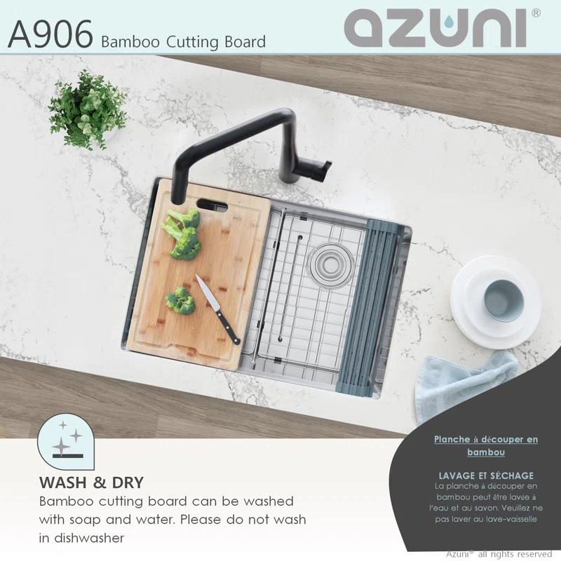 Azuni 17-inch Bamboo Cutting  board For Kitchen Sink