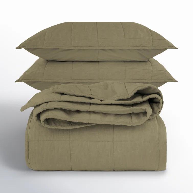 French Linen Box Stitch Quilt & Sham Set