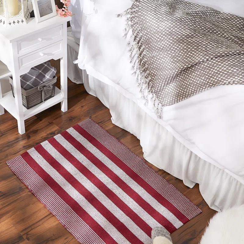 Design Imports CABANA STRIPE - BARN RED - 2 X 3 FT