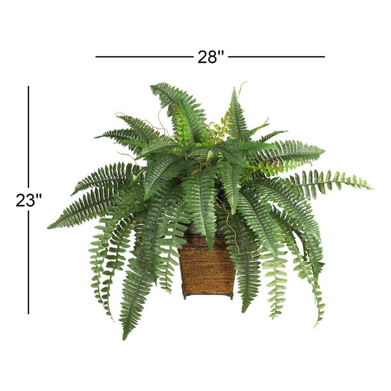Birch Lane™ 23'' Faux Fern Plant in Wicker/Rattan Pot