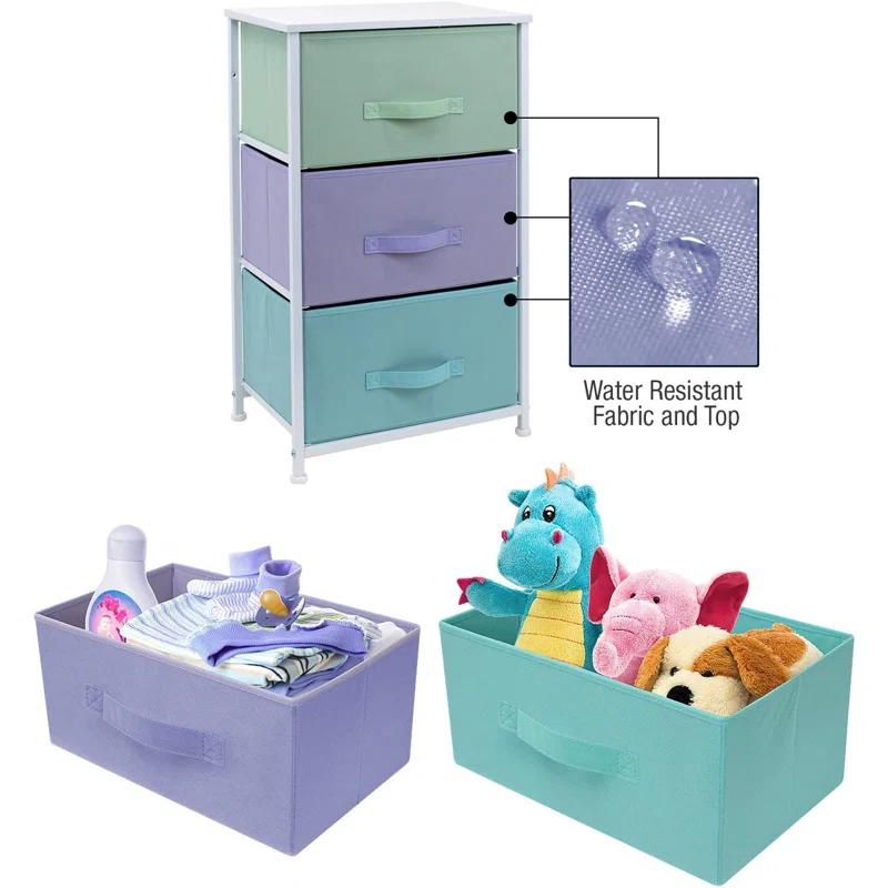 Sorbus Sorbus 3 Drawers Nightstand with Steel Frame and Wood Top in Pastel