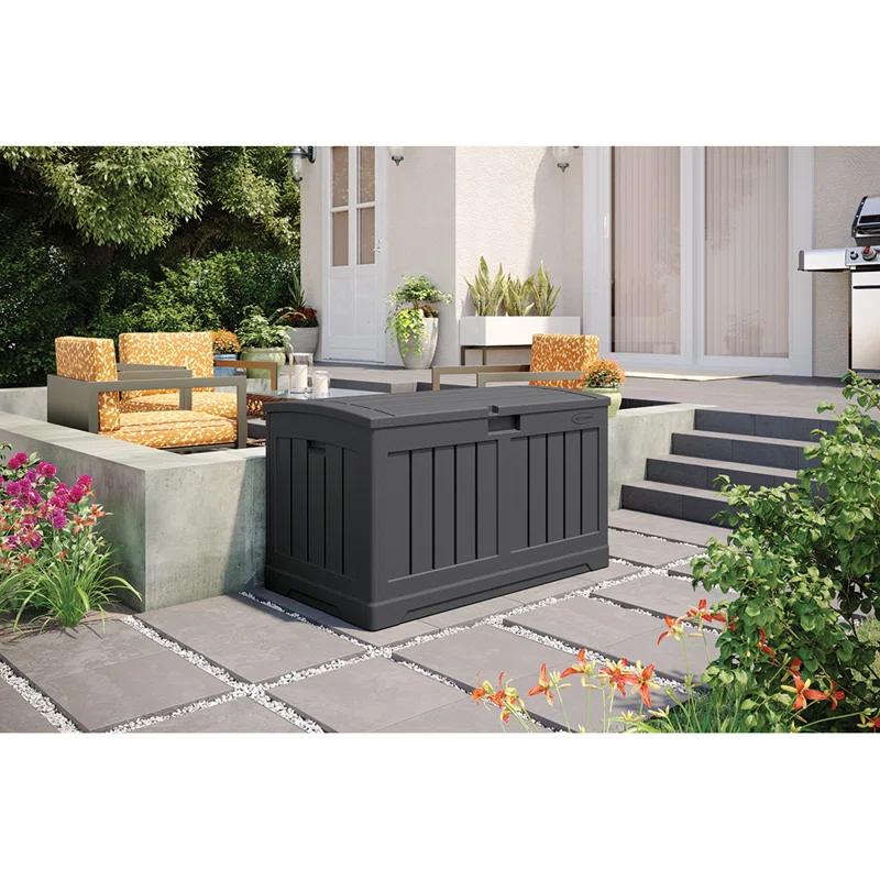 Suncast Suncast 50 Gallon Plastic Deck Box with Molded Lockable Feature for Home, Gray