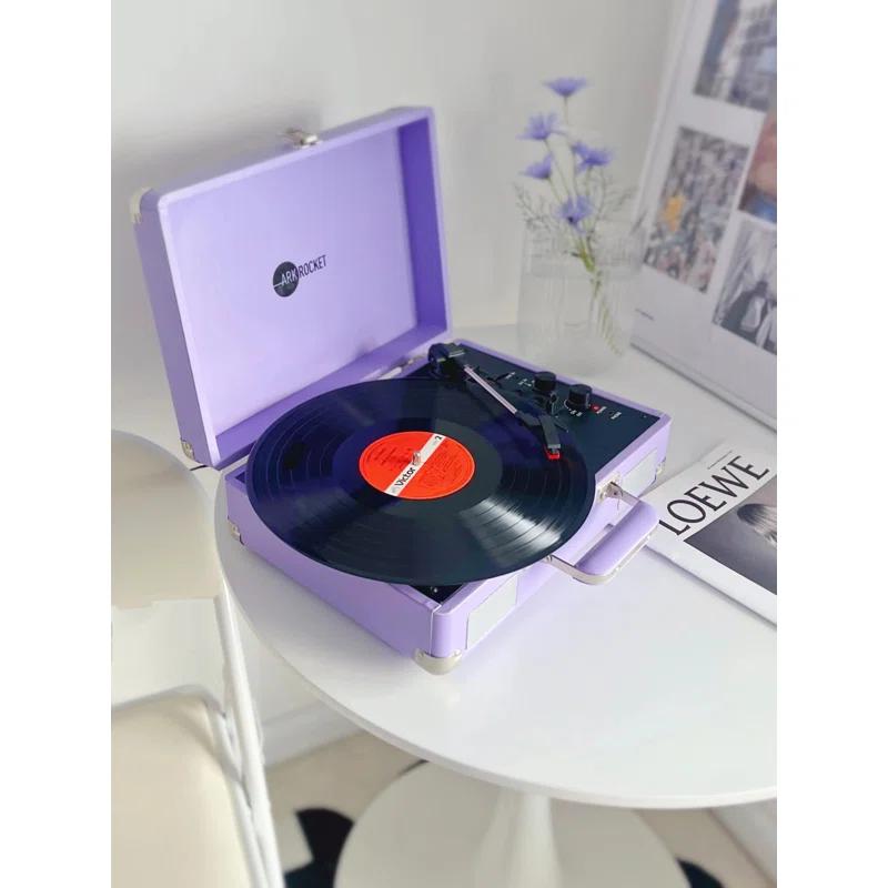 Arkrocket Audio Arkrocket Curiosity Bluetooth Turntable Retro Suitcase 3-Speed Record Player with Built-in Speakers