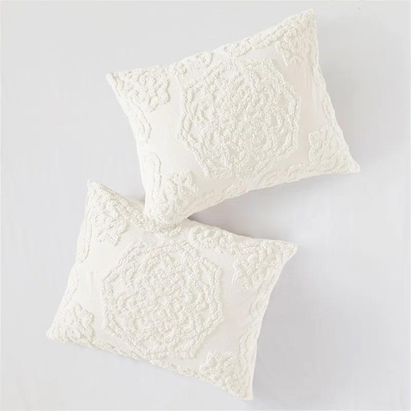 Laetitia Tufted Chenille Cotton 3 Piece Medallion Duvet Cover Set