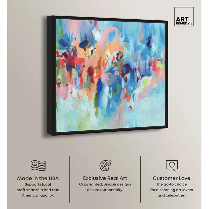 Art Remedy Art Remedy New Sky Framed Blue Abstract 1 Piece Canvas Wall Art 57079