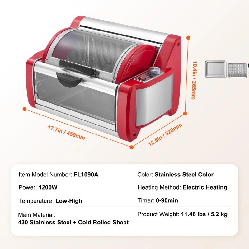 Stellweilan Tessberg Stainless Steel Shawarma Grill Machine Electric Gyro Rotisserie Doner