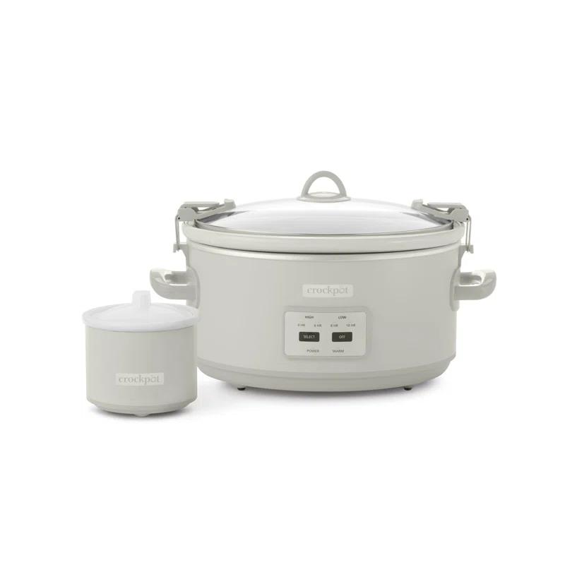 Crockpot 7-Quart Programmable Slow Cooker with Locking Lid and Little Dipper Food Warmer